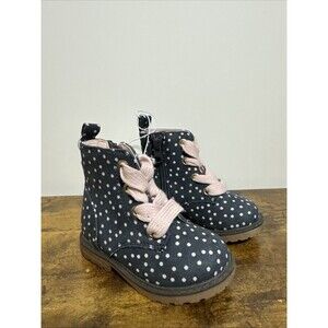 Cat & Jack Girl's Toddler Children Shoes Polka Dot Boots Navy Pink Size 5